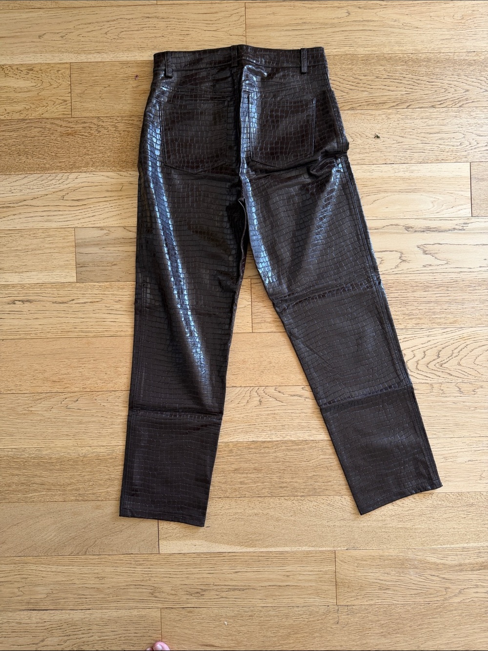 Dynamite Dark Brown Croc-Embossed Boot Cut Pants - Picture 4 of 5